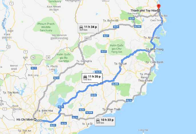 Khám phá xem Sài gòn Phú Yên bao nhiêu KM?