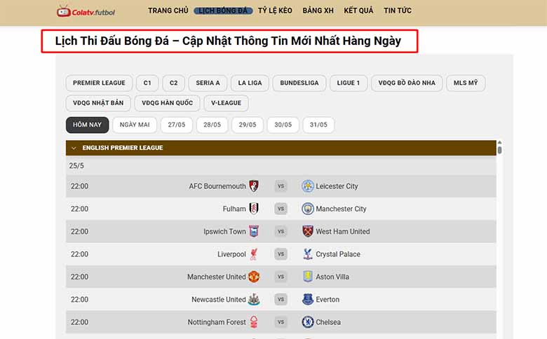 ColaTV Futbol: Trải nghiệm bóng đá trực tuyến mượt mà, sắc nét